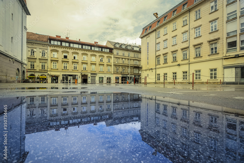 Reflection of the buildings in Zagreb