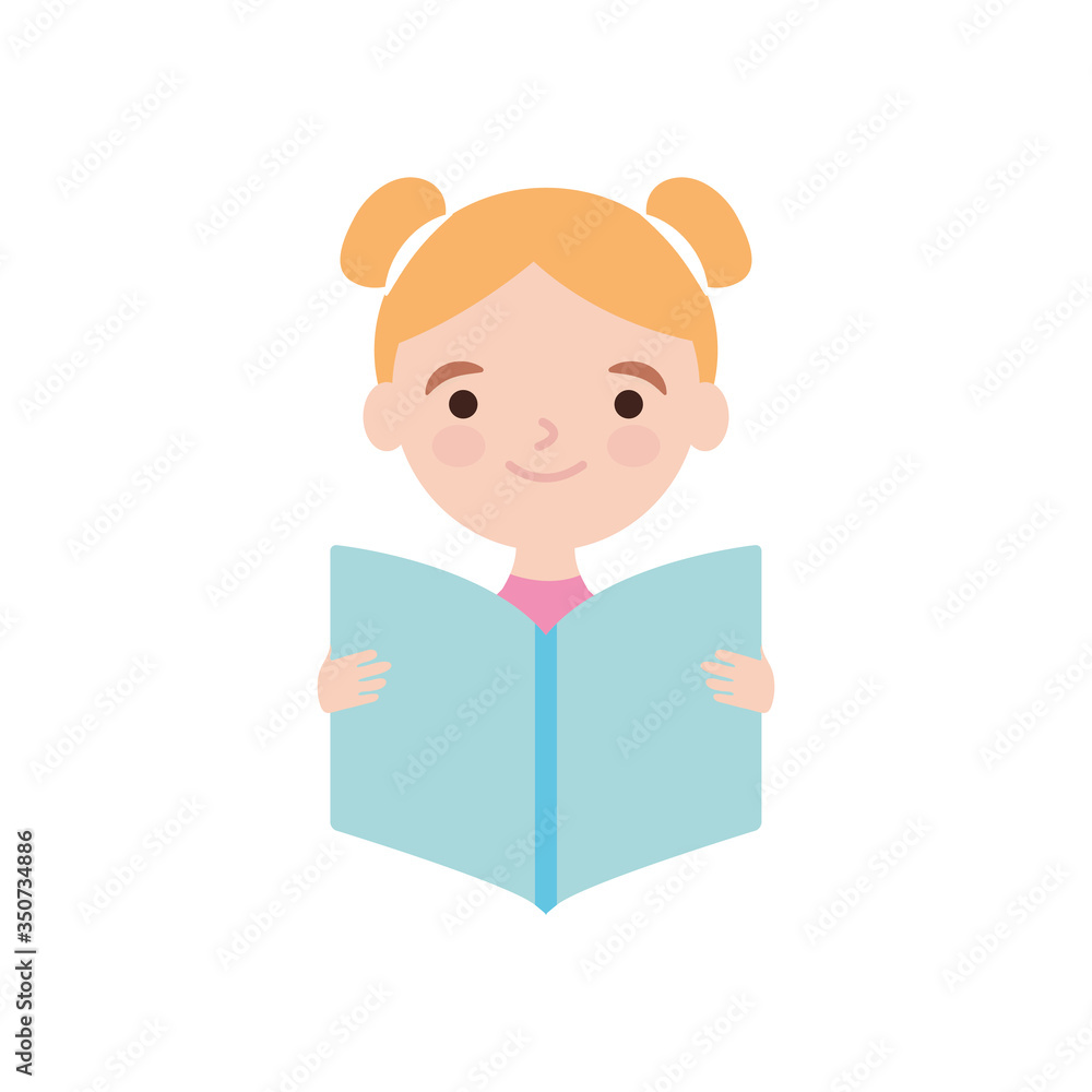 cartoon woman reading a book icon, flat style cartoon woman reading a book icon, flat style