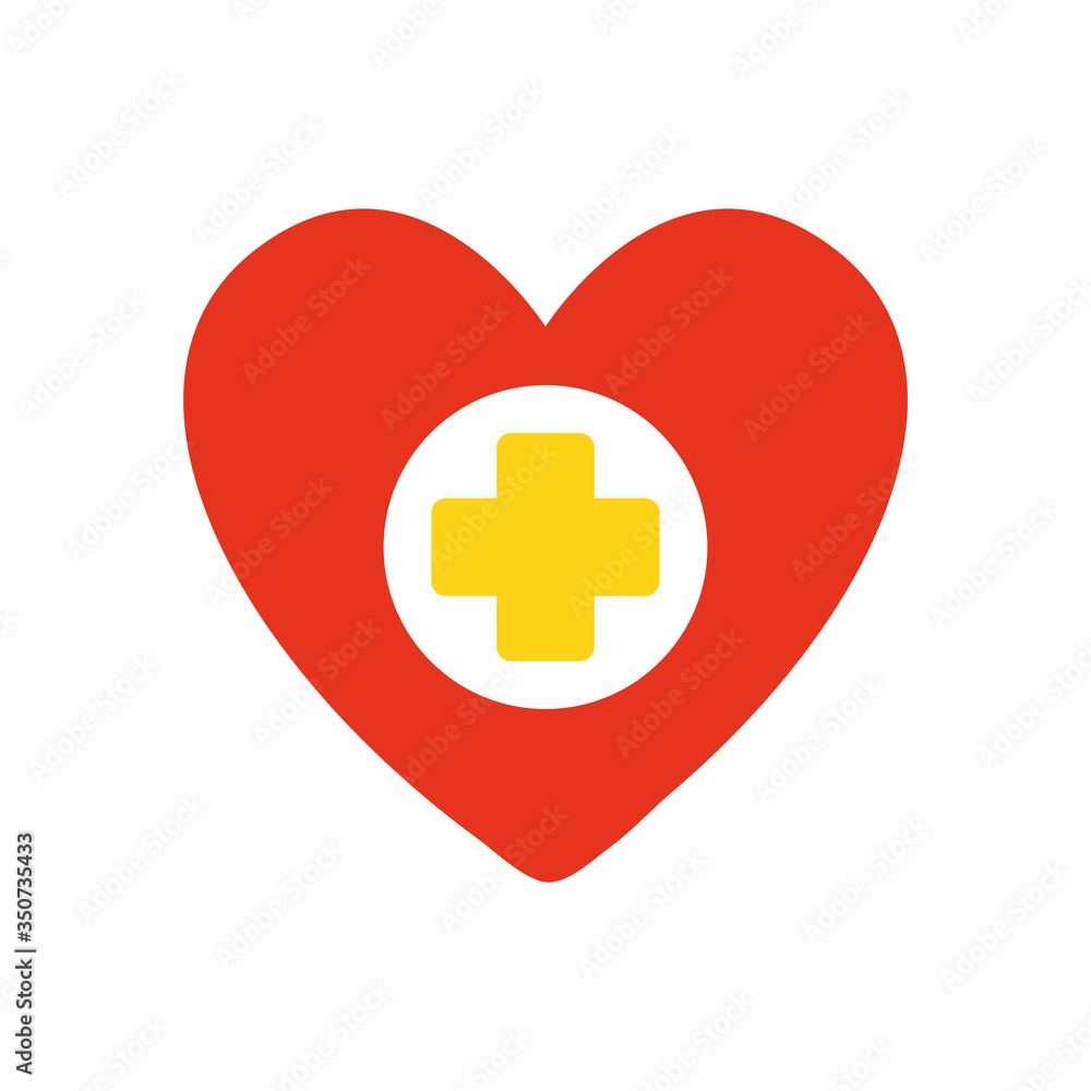 Obraz premium stop the spread concept, heart with medical cross icon, flat style