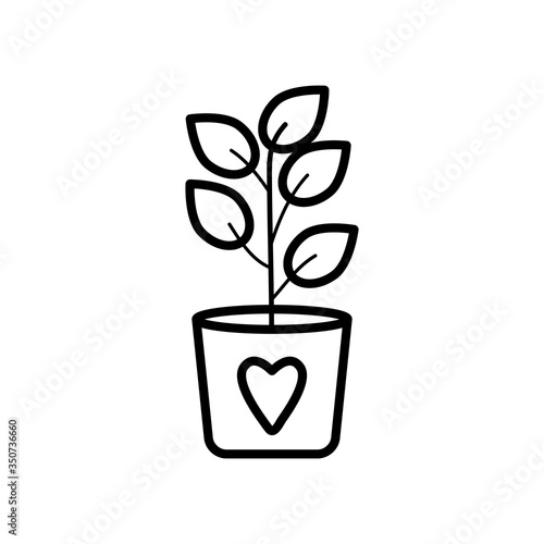 plant in a pot icon  line style