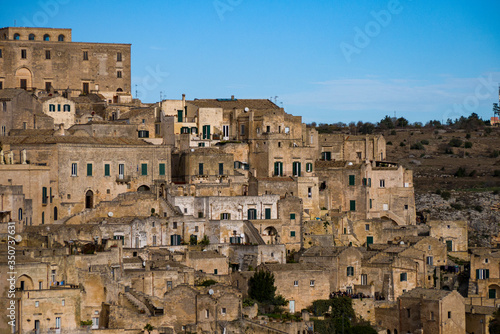 Vista panorámica de la antigua ciudad paleolítica de Matera, Sassi di Matera, Basilicata, sur de Italia