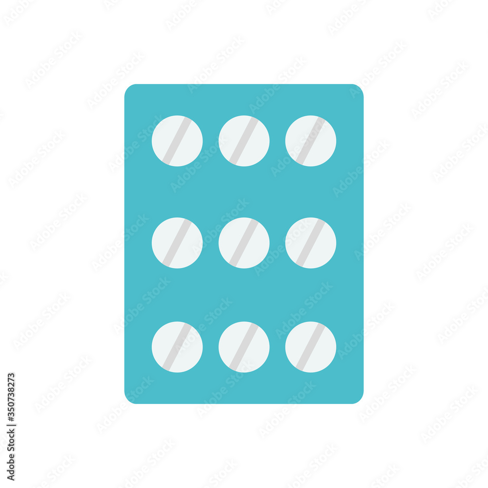 Fototapeta premium medication pills blister icon, flat style