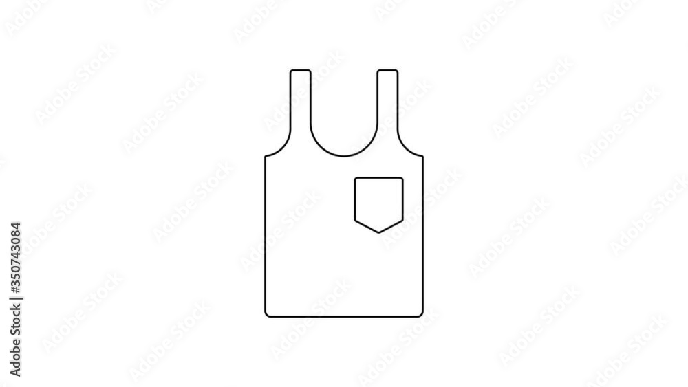 Black line Sleeveless T-shirt icon isolated on white background. 4K Video motion graphic animation Black line Sleeveless T-shirt icon isolated on white background. 4K Video motion graphic animation