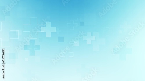 Abstract geometric background.  Elegant, smooth animation of plus shapes with medical icons, suitable for, medical, healthcare 