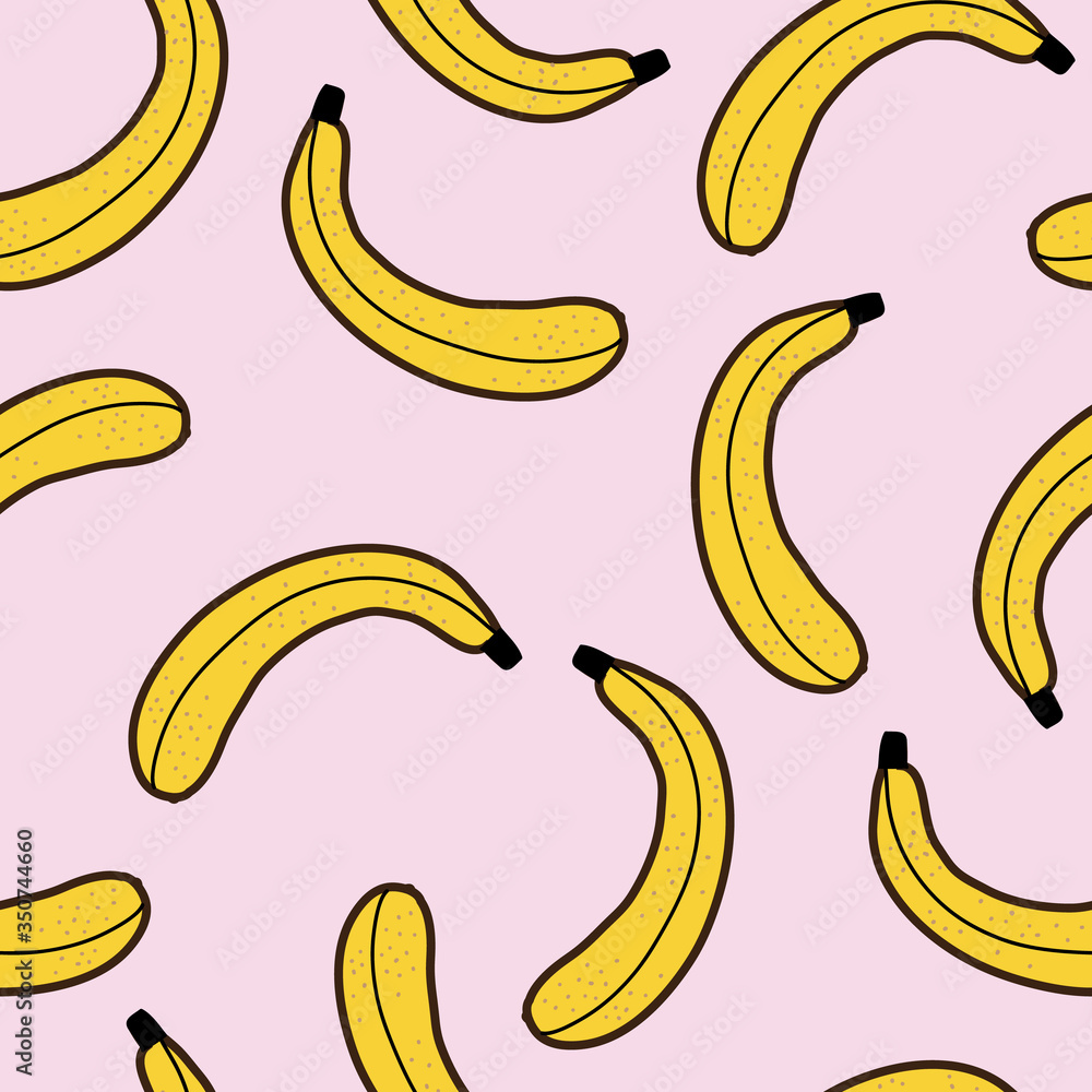 Pink with yellow bananas seamless pattern background design. Pink with yellow bananas seamless pattern background design.