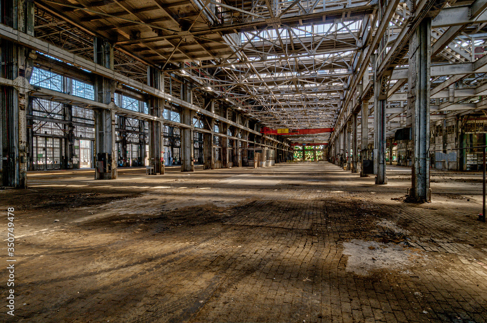 Inside an Old Industrial Building Work Floor 