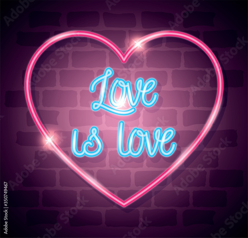 pride day neon light with label love is love design