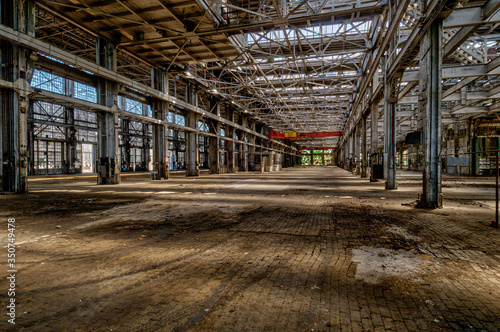 Inside an Old Industrial Building Work Floor 
