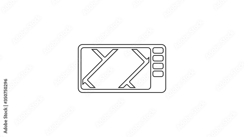 Black line Gps device with map icon isolated on white background. 4K Video motion graphic animation Black line Gps device with map icon isolated on white background. 4K Video motion graphic animation
