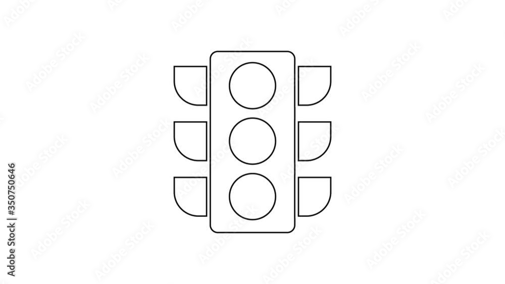 Black line Traffic light icon isolated on white background. 4K Video motion graphic animation Black line Traffic light icon isolated on white background. 4K Video motion graphic animation