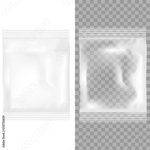 Vacuum packaging for snacks, food, chips, sugar and spices. Vector
