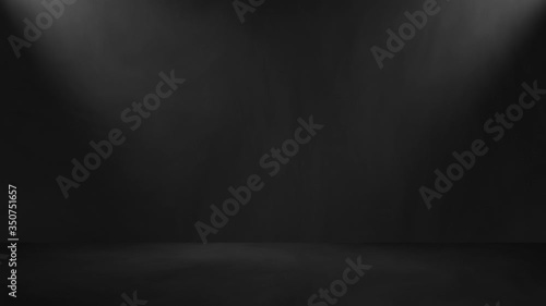Stage spotlight with moving smoke on black background