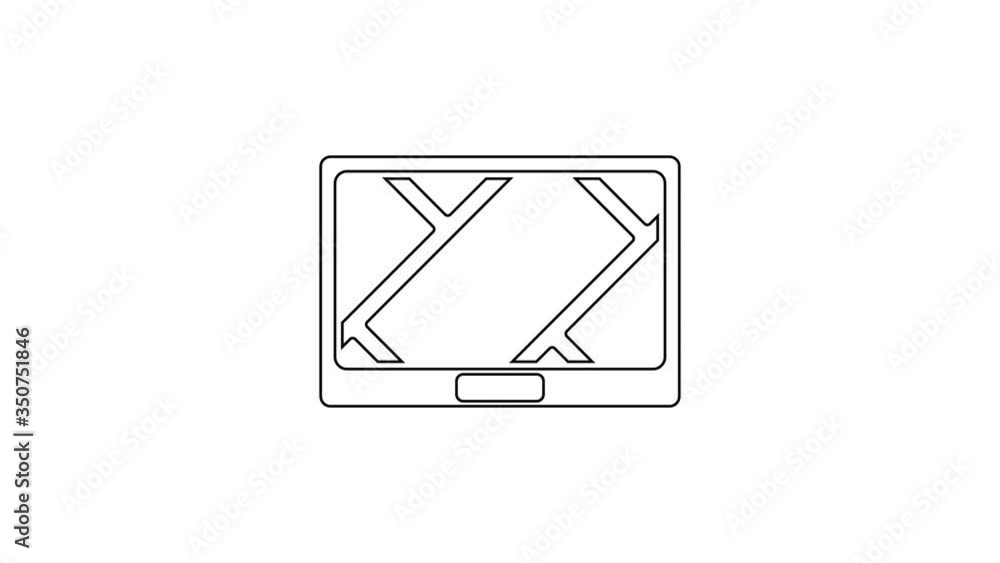 Black line Gps device with map icon isolated on white background. 4K Video motion graphic animation Black line Gps device with map icon isolated on white background. 4K Video motion graphic animation