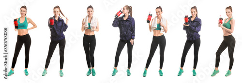 Set of young women with pro...