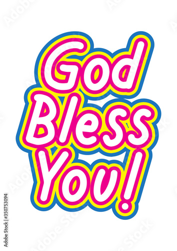 Printable God Bless You. Short Phrase. Hand Lettering Brush Calligraphy For blog and social media. Motivation and Inspiration Quotes. Design For Greeting Cards, Prints, 
