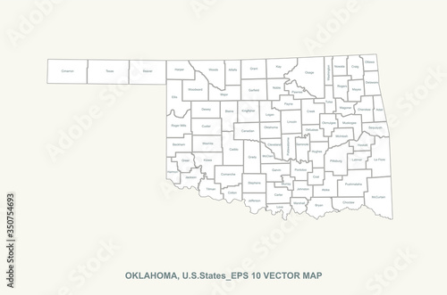 oklahoma map. vector map of...