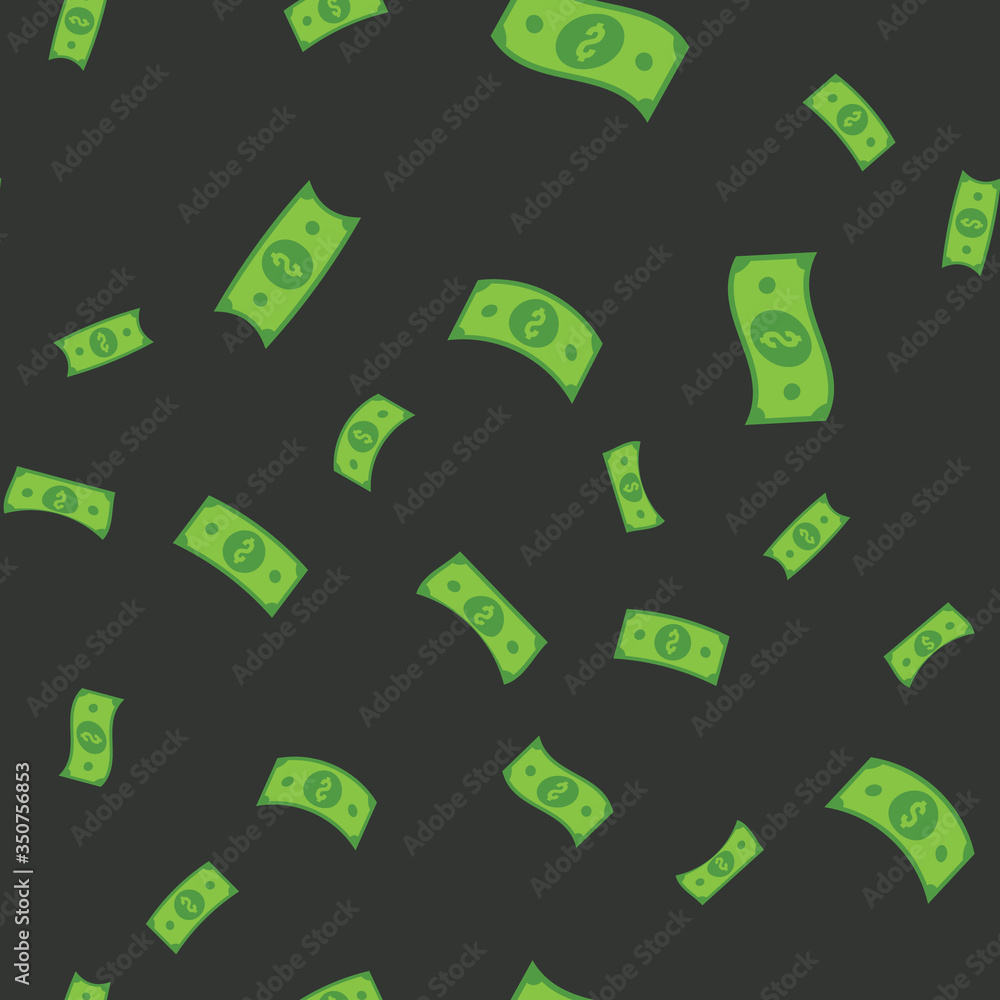 Dollar bills flying, illustrated money seamless pattern. Money rain. Dollar bills flying, illustrated money seamless pattern. Money rain.