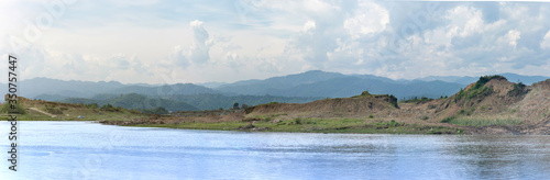 Mountain river valley panorama landscape. Lankaran river, mountain river in the Azerbaijan.