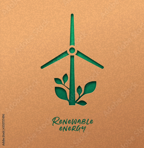 Renewable energy cutout concept of green wind mill