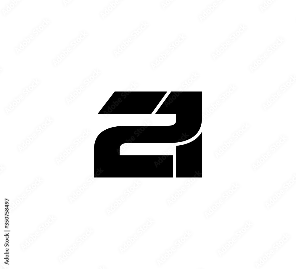 Initial 2 numbers Logo Modern Simple Black 21 Initial 2 numbers Logo Modern Simple Black 21