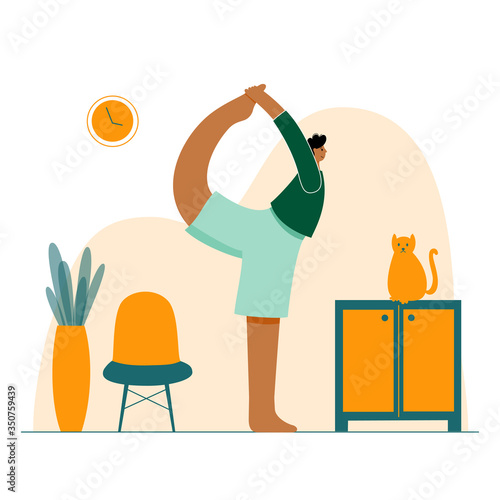 Yoga flat vector illustration. Healthy lifestyle