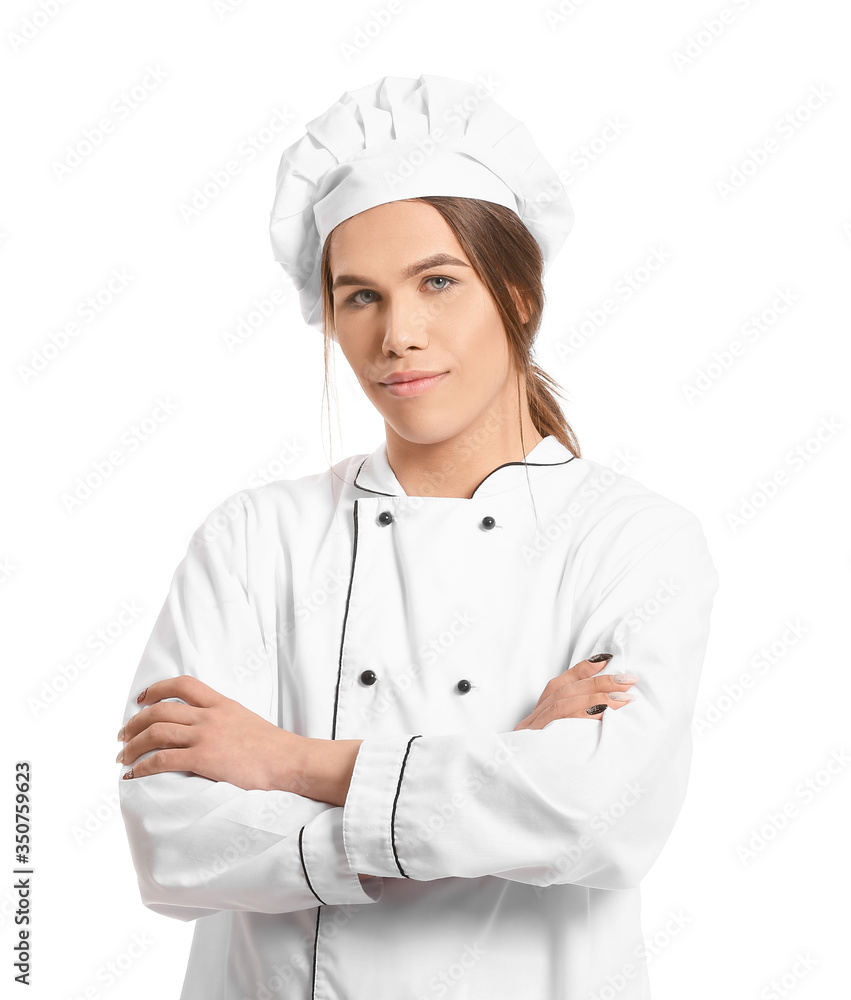 Transgender chef on white background Transgender chef on white background
