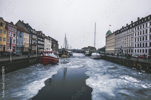 Photography Copenhagen Denmark canals and city during winter
