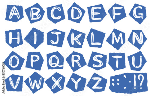 手書きのアルファベット文字のセット、切り抜き風