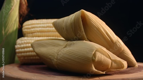 Typical Brazilian food made with corn, called Pamonha photo