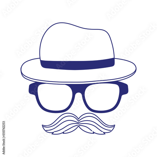 Hat glasses and mustache vector design