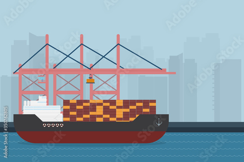 Cargo ships in the port are loading and unloading goods to various stores for trade. Services, importing, exporting to all over the world in the country for wholesale and retail trading business.
