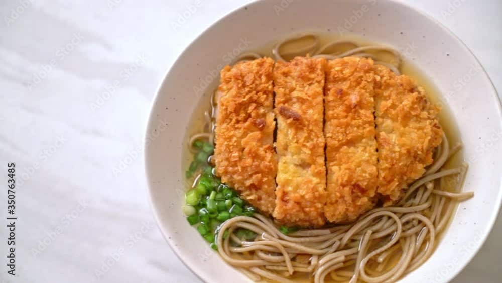 Soba ramen noodle with Japanese fried pork cutlet (tonkatsu) - Asian food style Soba ramen noodle with Japanese fried pork cutlet (tonkatsu) - Asian food style