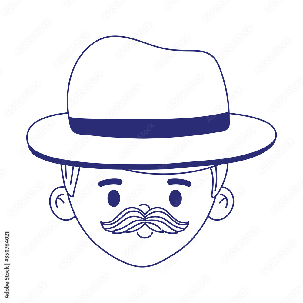 Avatar man cartoon with mustache and hat vector design Avatar man cartoon with mustache and hat vector design