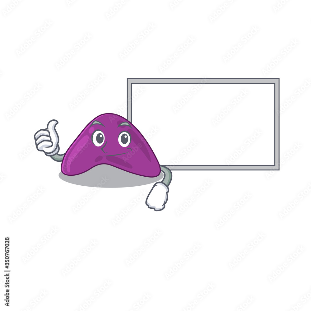 Adrenal cartoon design with Thumbs up finger bring a white board Adrenal cartoon design with Thumbs up finger bring a white board