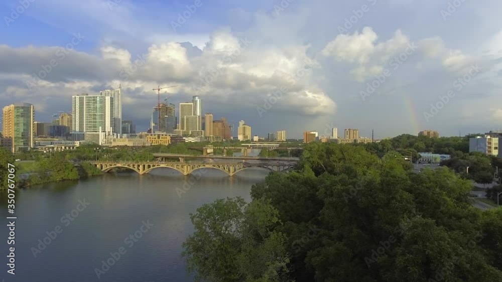 Evening Light and Rainbow Downtown Austin Texas USA Evening Light and Rainbow Downtown Austin Texas USA