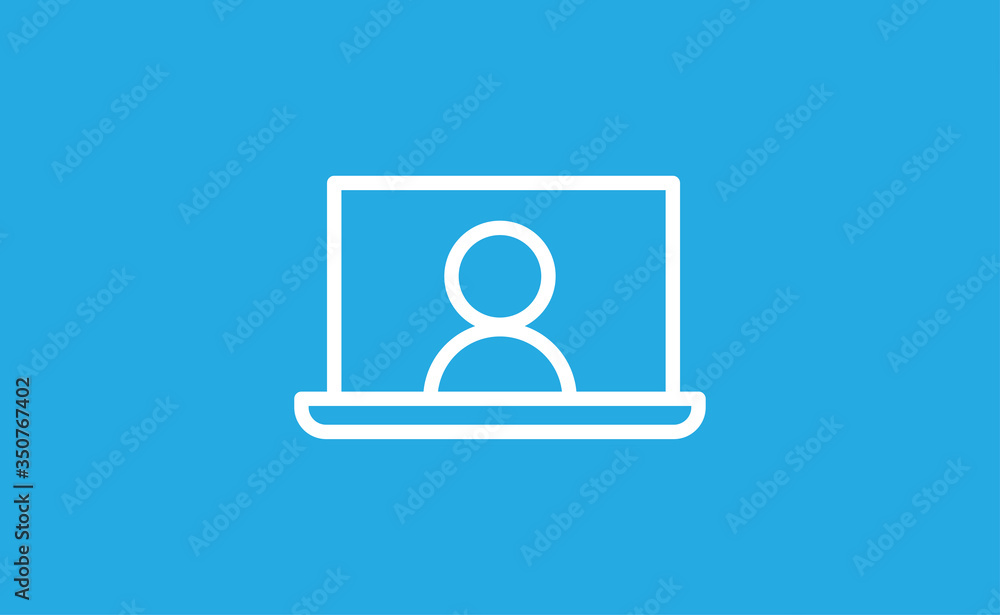 Video conference icon. Teleconference with people on computer screen. Home office in quarantine. Digital talk. Internet teaching media communication. Video conference icon. Teleconference with people on computer screen. Home office in quarantine. Digital talk. Internet teaching media communication.