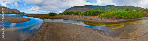 Halawa Stream Flowing Out of Halawa Valley and Onto Kawilli Beach, Halawa Beach Park, Molokai, Hawaii, USA