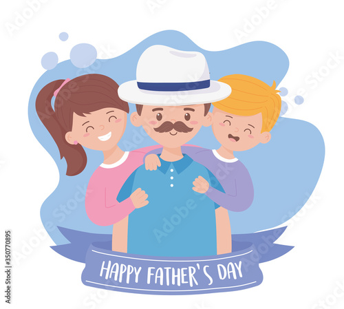 Father son and daughter on fathers day vector design