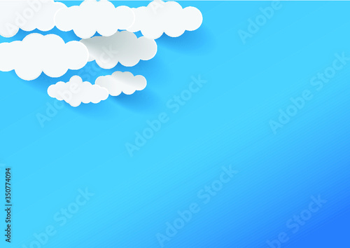 blue sky with clouds. Cloud. Abstract white Cloudy in trendy flat style isolated on Blue Background. Blank text space for Web Site Banner, Presentation, Template, Design.