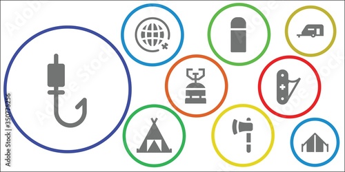 camping icon set