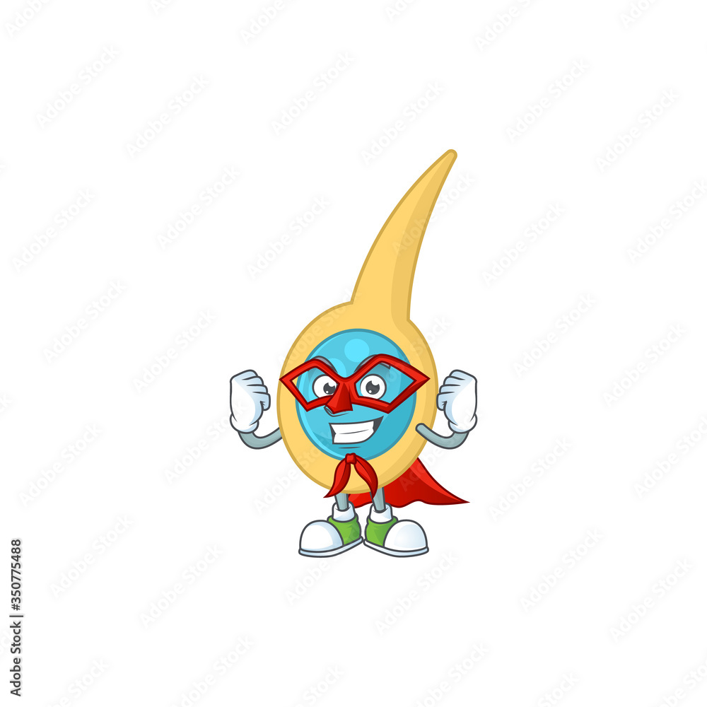 Fototapeta premium Clostridium tetani cartoon drawing concept performed as a Super hero