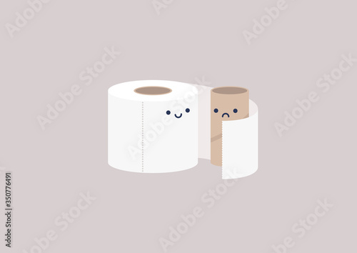 Toilet paper characters, friendship and care concept, emotional support