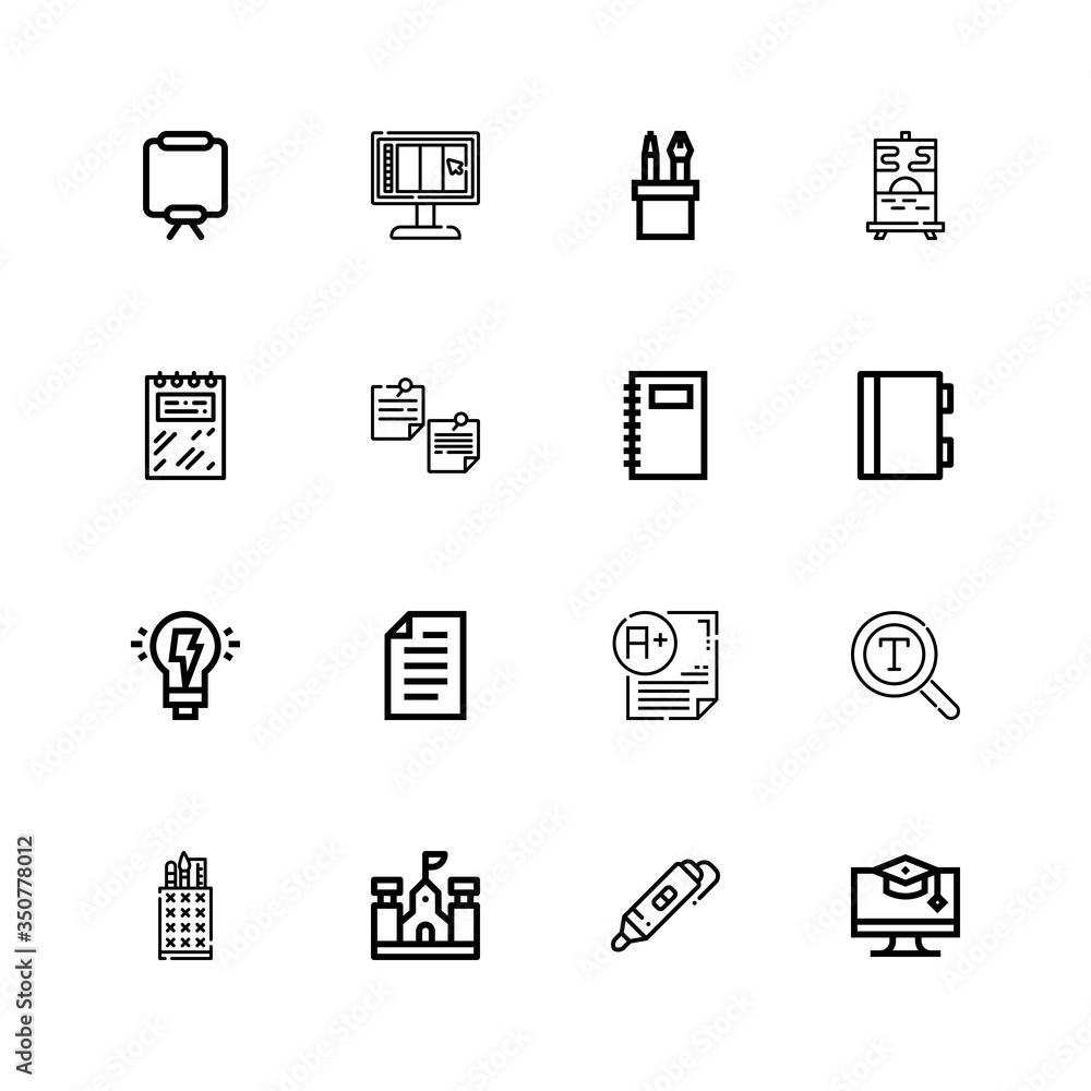 Editable 16 pen icons for web and mobile