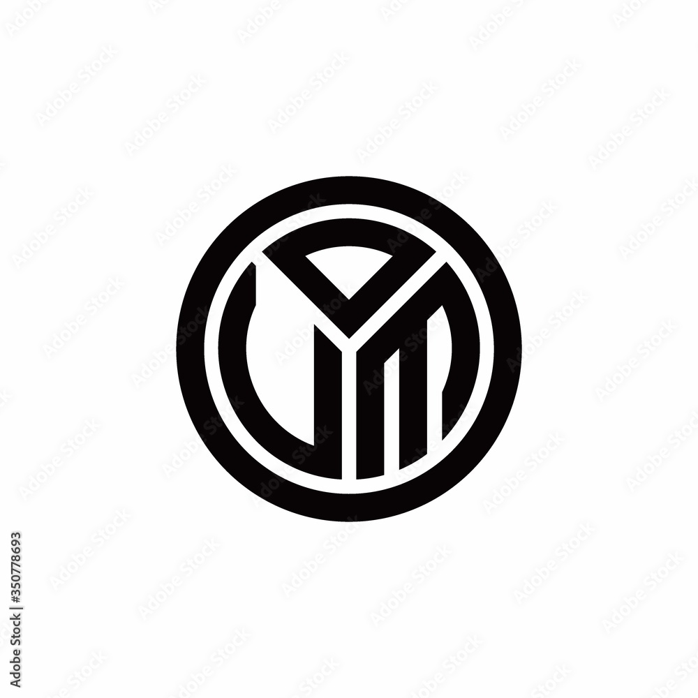 VM monogram logo with circle outline design template Stock Vector ...