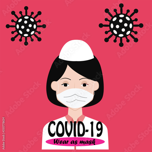 Illustration concept of COVID-19 coronavirus. Always do social distancing and always wear a mask. Pray for the world. Fight this Virus!