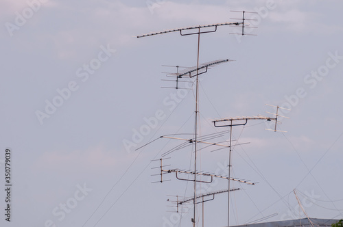 antenna on blue sky at ayutthaya thailand