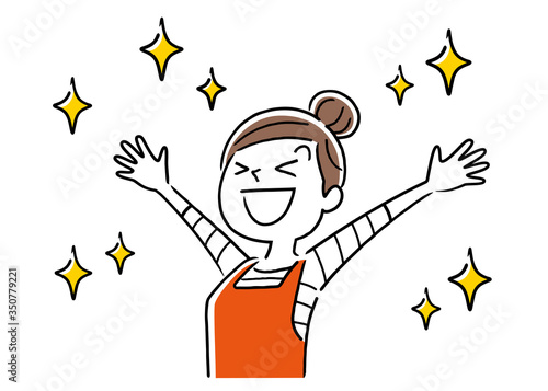 Stock illustration: happy housewife, woman