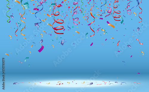 Lots of colorful tiny confetti and ribbons on transparent background. Festive event and party. Multicolor background.Colorful bright confetti isolated on transparent background