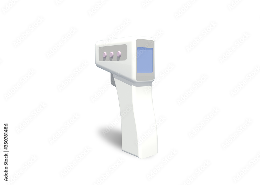 3D render of Isolated Digital Infrared Thermometer gun on white background with clipping path 3D render of Isolated Digital Infrared Thermometer gun on white background with clipping path