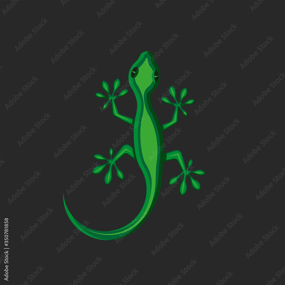 Gecko logo green lizard creative animal vector illustration isolated on black background